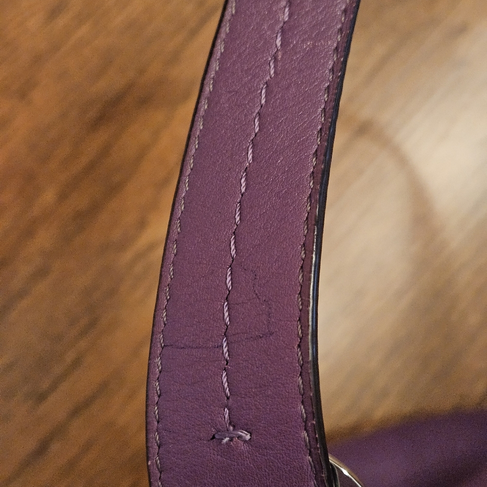 Coach Berry Purple Leather Soho Shoulder Bag w/ Double Handles & Bottom Studs - Picture 13 of 16